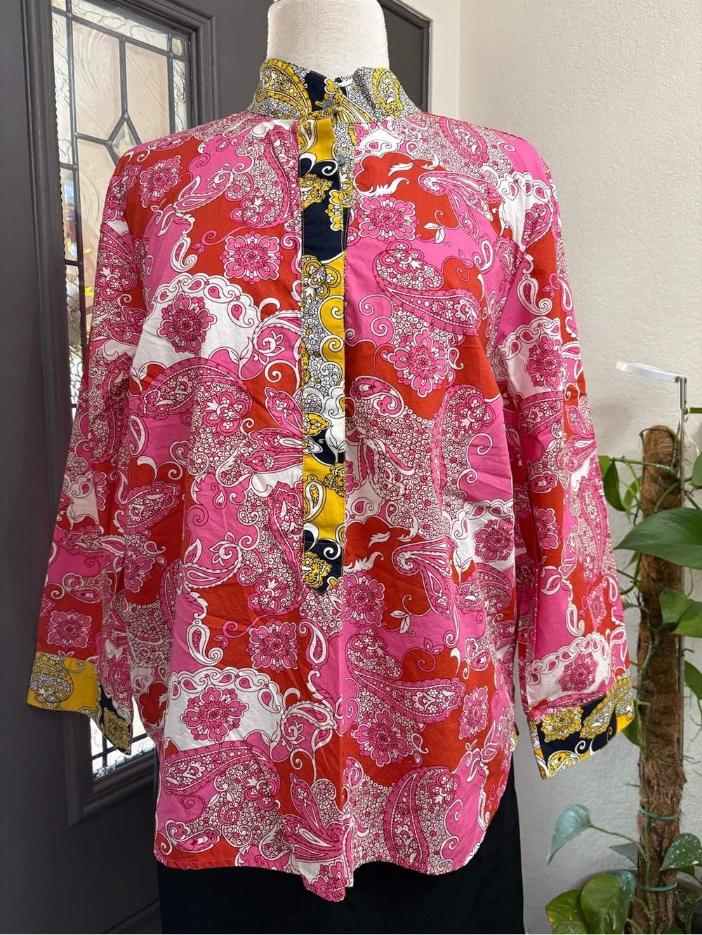 J. Crew Band Collar  Cotton Poplin Popover Tunic in Vintage Paisley - Picture 4 of 10